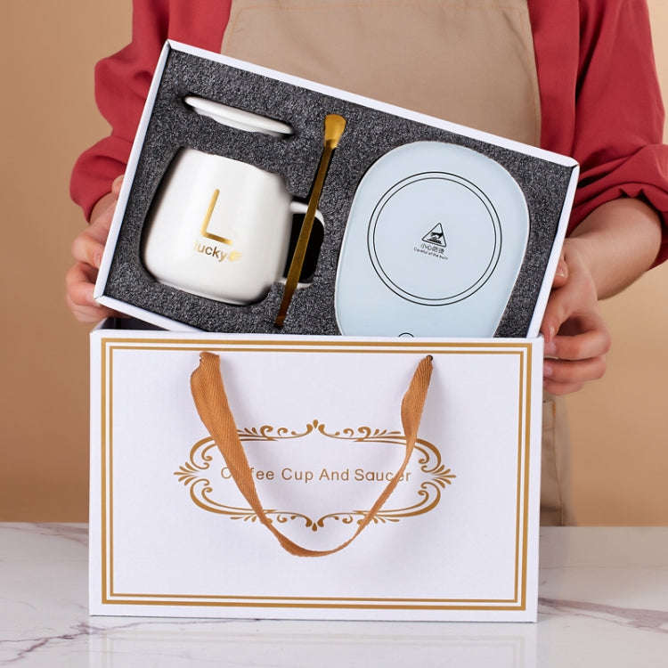 Constant Temperature Heating Smart Ceramic Coffee Cup Set, Style: USB Plug(White+Gift Box)