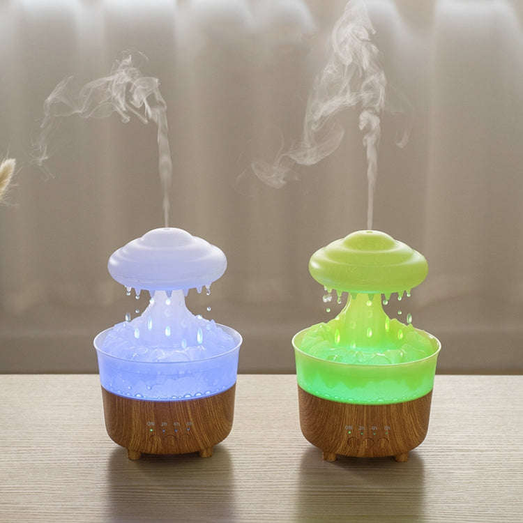 V50 Desktop Colorful Night Light Humidifier Wood Grain Water Drop Aroma Diffuser, Spec: UK Plug(G...