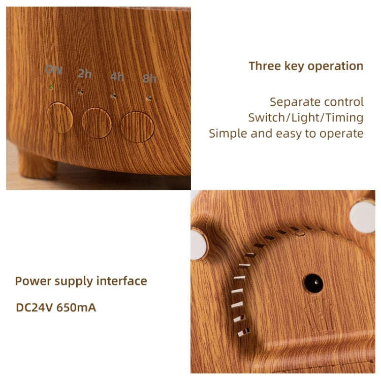V50 Desktop Colorful Night Light Humidifier Wood Grain Water Drop Aroma Diffuser, Spec: UK Plug(G...