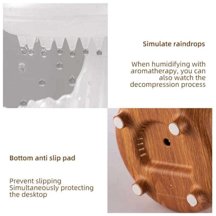 V50 Desktop Colorful Night Light Humidifier Wood Grain Water Drop Aroma Diffuser, Spec: UK Plug(W...