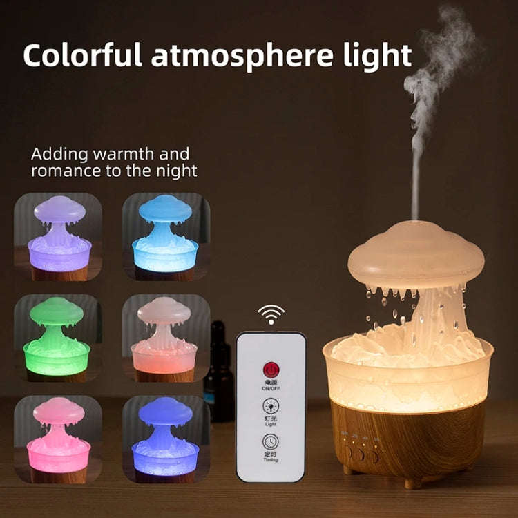 V50 Desktop Colorful Night Light Humidifier Wood Grain Water Drop Aroma Diffuser, Spec: US Plug(G...