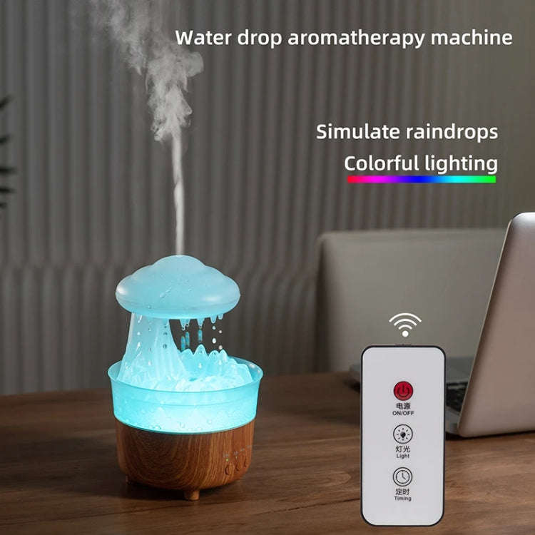 V50 Desktop Colorful Night Light Humidifier Wood Grain Water Drop Aroma Diffuser, Spec: UK Plug(W...