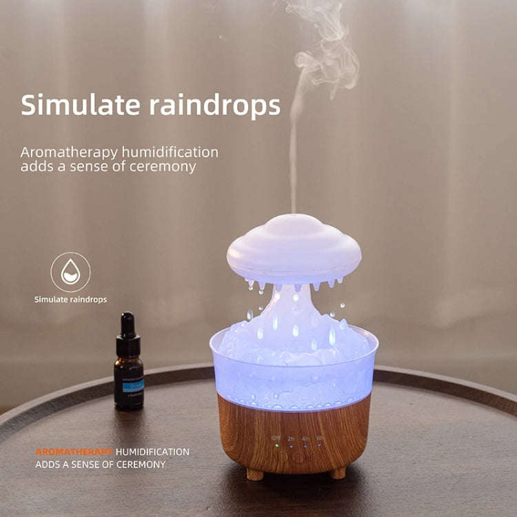 V50 Desktop Colorful Night Light Humidifier Wood Grain Water Drop Aroma Diffuser, Spec: US Plug(W...