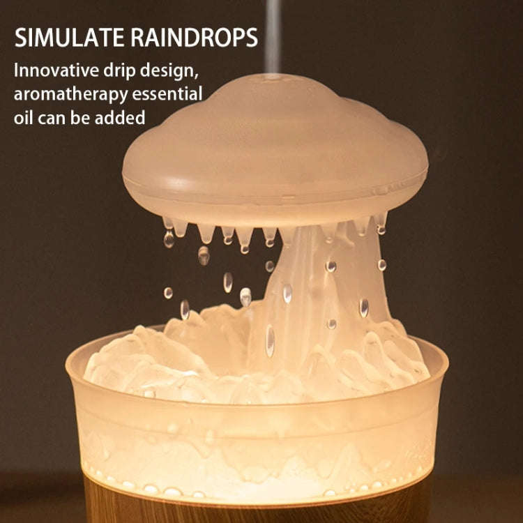 V50 Desktop Colorful Night Light Humidifier Wood Grain Water Drop Aroma Diffuser, Spec: UK Plug(G...
