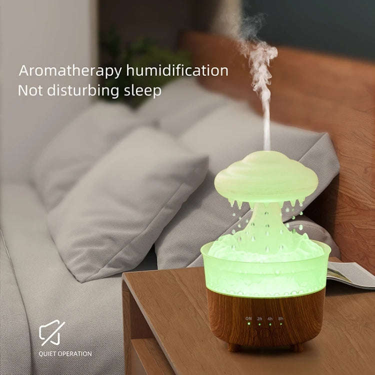 V50 Desktop Colorful Night Light Humidifier Wood Grain Water Drop Aroma Diffuser, Spec: UK Plug(W...