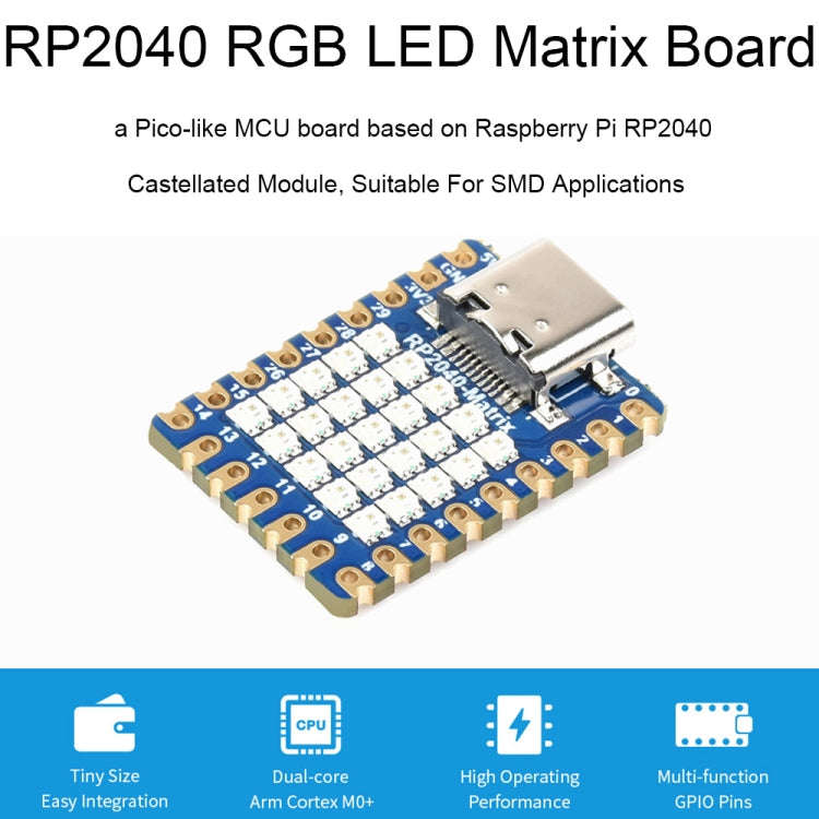 Waveshare 24594 5×5 RGB LED Matrix RP2040 Dual Core Processor Development Board