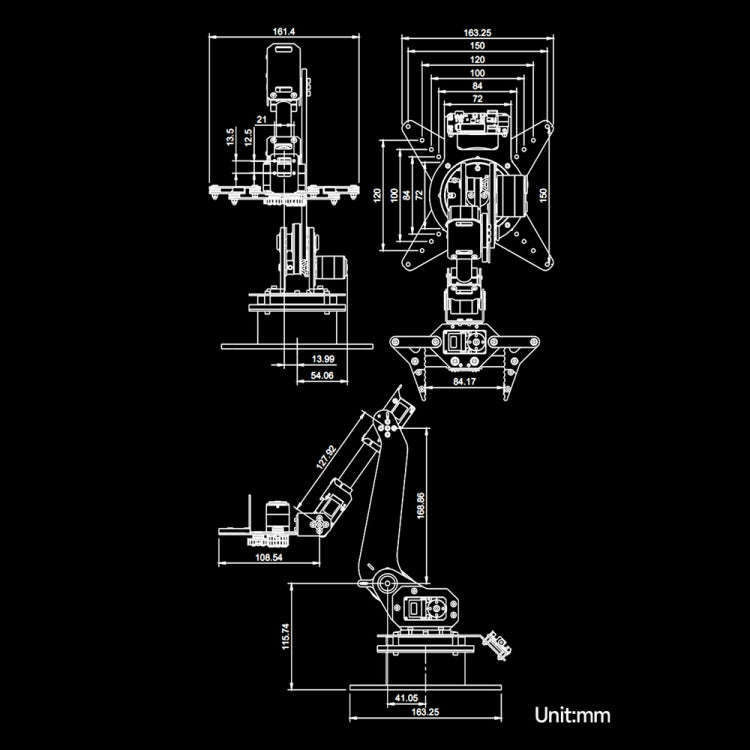 Waveshare High-Torque Serial Bus Servo, Desktop Robotic Arm Kit, Based On ESP32, 5-DOF, Plug:US Plug