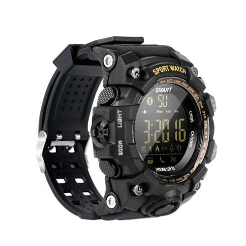 EX16S Sports Smart Watch IP67 Waterproof Outdoor Bluetooth Remote Pedemeter Long Standby (Black)