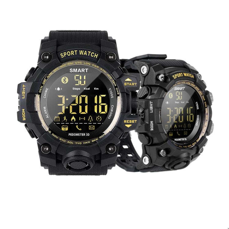 EX16S Sports Smart Watch IP67 Waterproof Outdoor Bluetooth Remote Pedemeter Long Standby (Black)