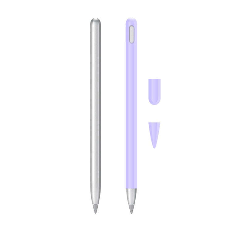 2 Sets 3 In 1 Stylus Silicone Protective Cover + Two-Color Pen Cap Set For Huawei M-Pencil(Lavend...