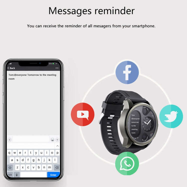 T3 Dual Display Smart Watch For Men IP68 Waterproof Fitness Bracelet 15 Days Standby Business Sma...