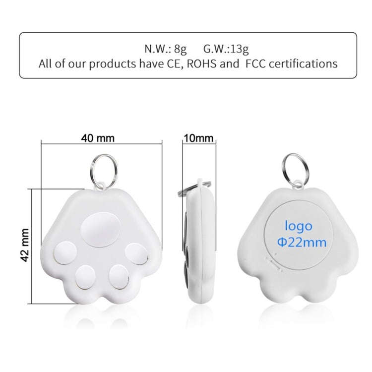 2 PCS HYC-09 Dog Paw Bluetooth Anti-Lost Device Pet Tracking Locator Keychain Smart Search Two-Wa...