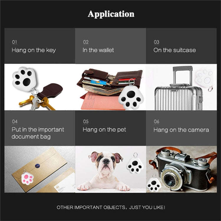 2 PCS HYC-09 Dog Paw Bluetooth Anti-Lost Device Pet Tracking Locator Keychain Smart Search Two-Wa...