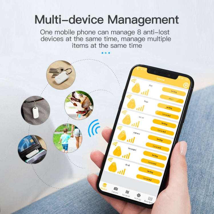 2 PCS S6 Square Bluetooth Anti-Lost Device Key Luggage Tracking Device Two-Way Alarm(White)