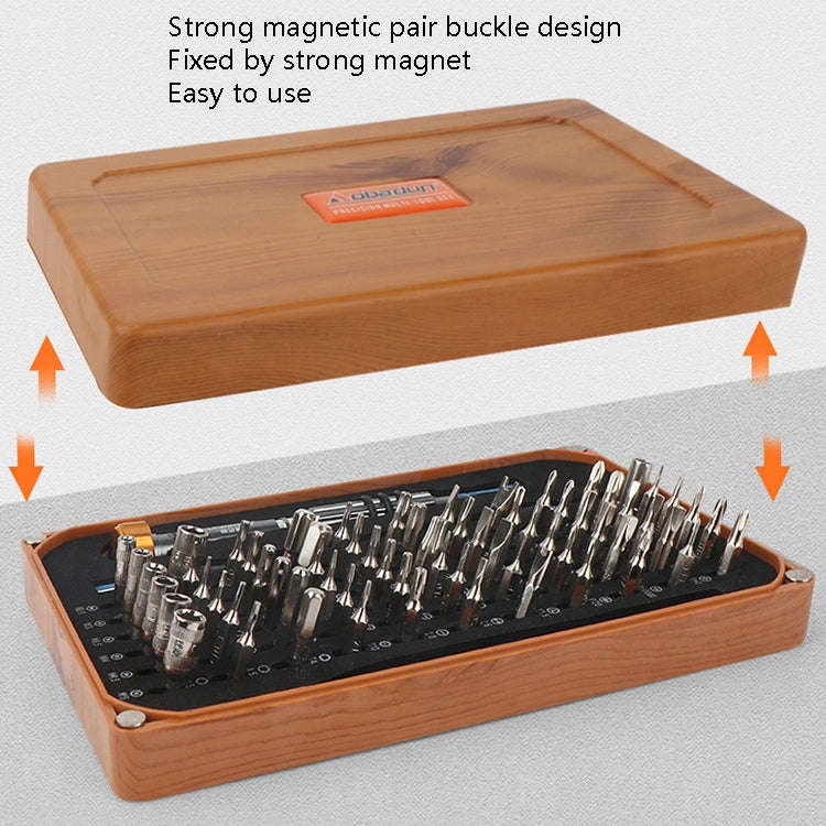 Obadun 9801 68 In 1 Screwdriver Set Manual Batch Glasses Screwdriver Hardware Repair Tool(Wood Gr...