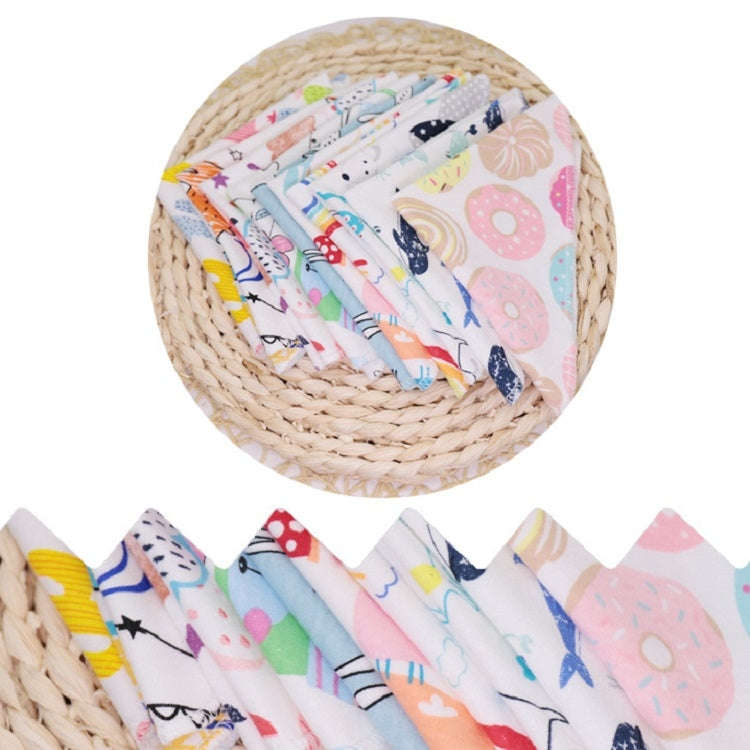 10 PCS Baby Cotton Saliva Handkerchief Cartoon Small Square Face Towel Color Random Delivery(Colo...