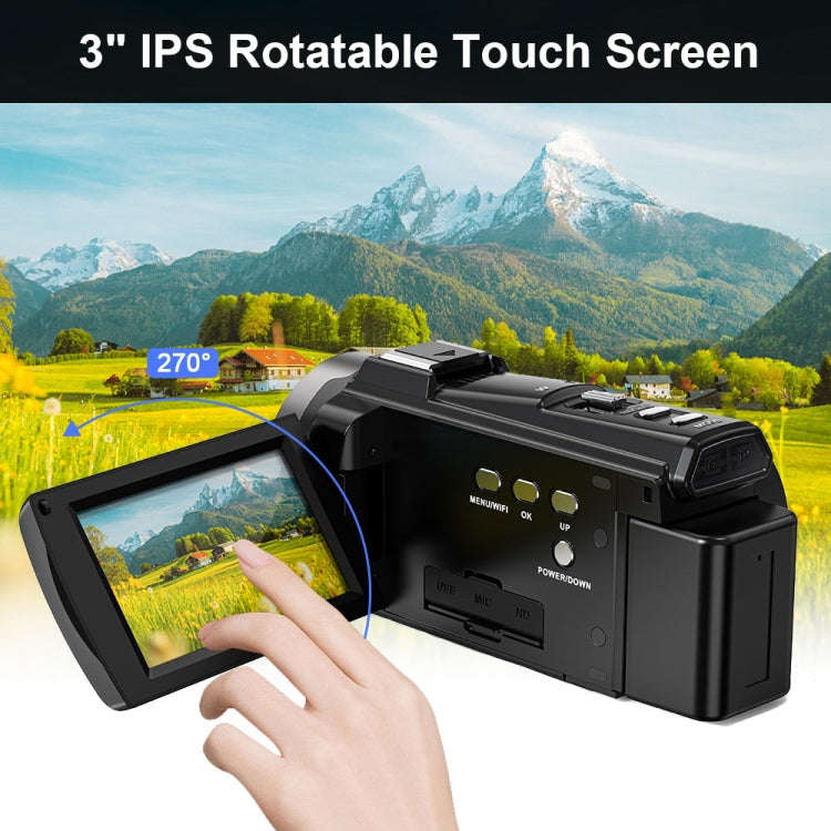 HDV265K 5K 30FPS 3.0-Inch HD Digital 3X Optical Zoom Outdoor Sports DV Camera US Plug(Black)