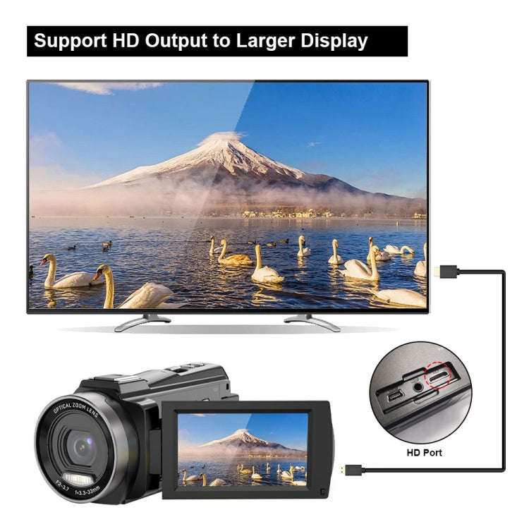 HDV265K 5K 30FPS 3.0-Inch HD Digital 3X Optical Zoom Outdoor Sports DV Camera EU Plug(Black)