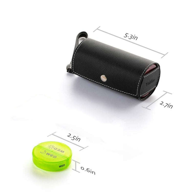 One Week Use Portable Plastic 14-Compartment Pill Box Leather Bag(14x7.5x6.5cm)