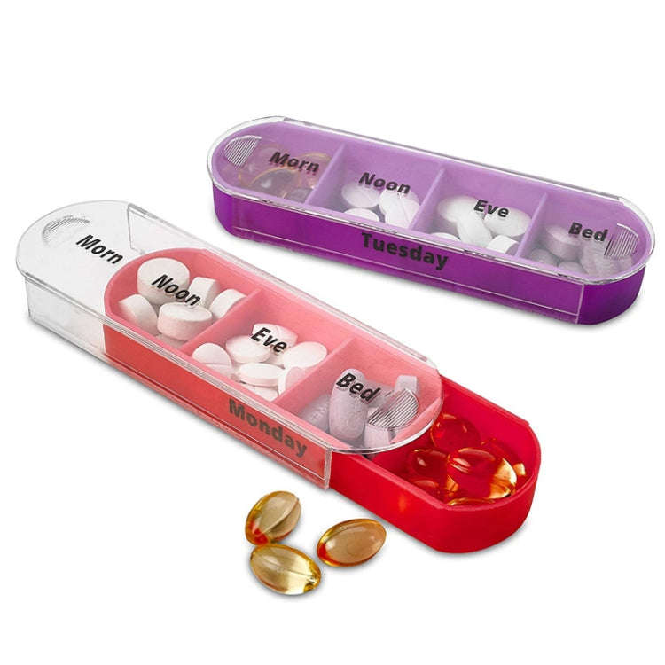 One Week Use 28-Compartment Portable Drawer Type Moisture-Proof Medicine Box(White Transparent)