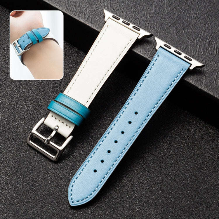 Cowhide Leather Strap Watch Band For Apple Watch Series 9&8&7 41mm / SE 3&SE 2&6&SE&5&4 40mm / 3&...