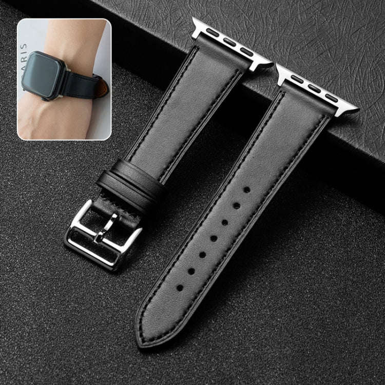 Cowhide Leather Strap Watch Band For Apple Watch Series 9&8&7 41mm / SE 3&SE 2&6&SE&5&4 40mm / 3&...