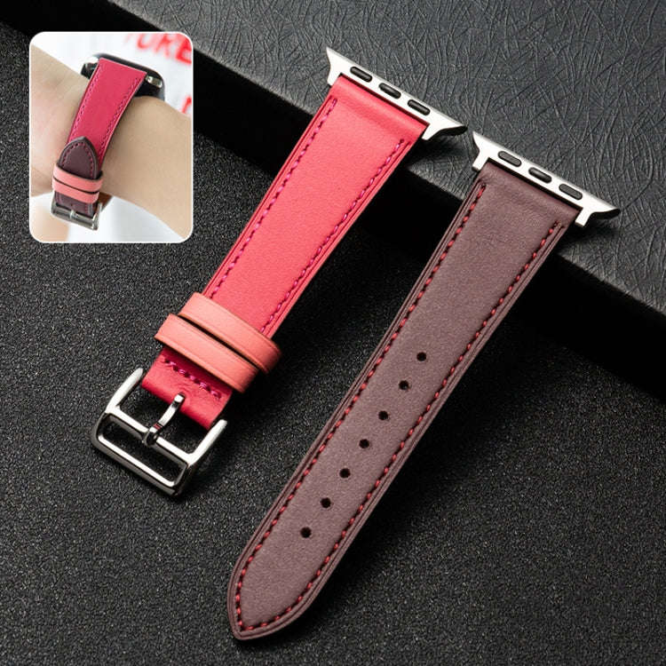 Cowhide Leather Strap Watch Band For Apple Watch Series 9&8&7 41mm / SE 3&SE 2&6&SE&5&4 40mm / 3&...