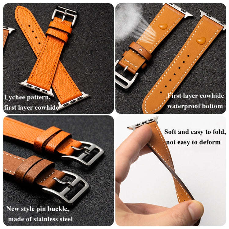 Cowhide Leather Strap Watch Band For Apple Watch Series 9&8&7 41mm / SE 3&SE 2&6&SE&5&4 40mm / 3&...