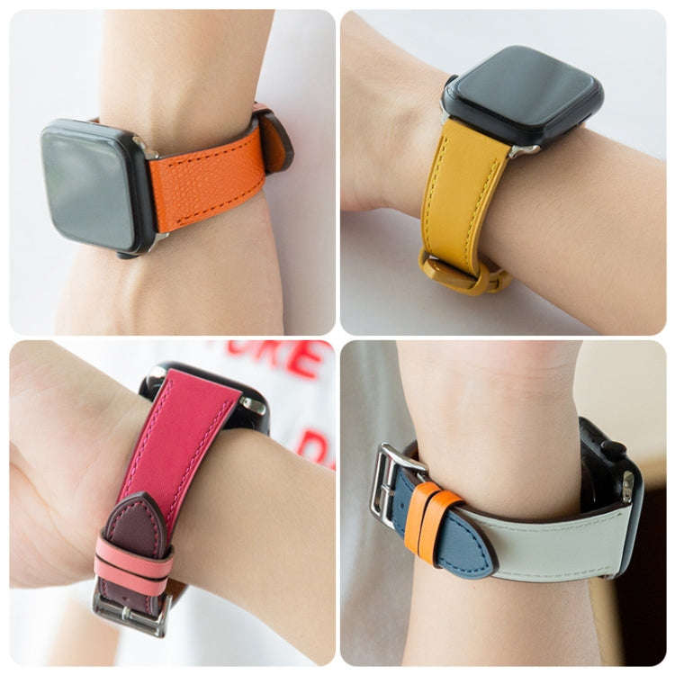 Cowhide Leather Strap Watch Band For Apple Watch Series 9&8&7 41mm / SE 3&SE 2&6&SE&5&4 40mm / 3&...