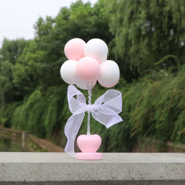 6 PCS Car Ornaments Love Balloon Personality Macaron Color Car Ornament(Pink White)