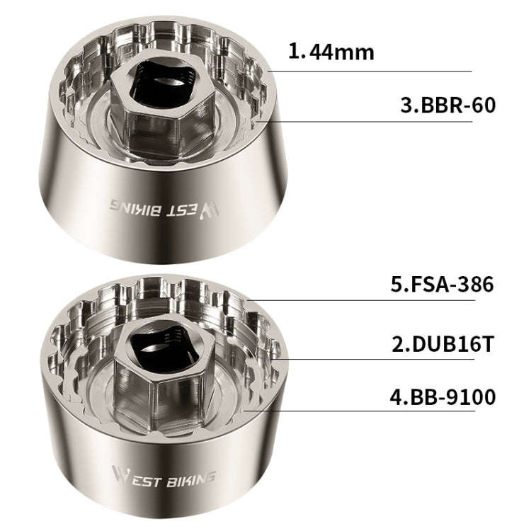 WEST BIKING YP0719253 5 in 1 44MM Bicycle Bottom Brackets Repair Tool(Silver)