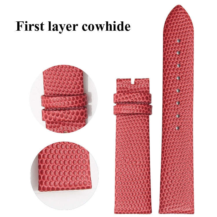 Chain Calfskin Lizard Pattern Watch Band, Size: Strap Width  12mm(Black Silver Pin Buckle)