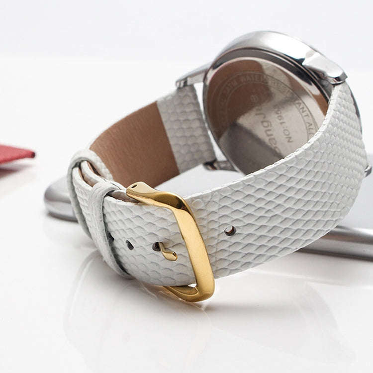 Chain Calfskin Lizard Pattern Watch Band, Size: Strap Width  12mm(Black Silver Pin Buckle)