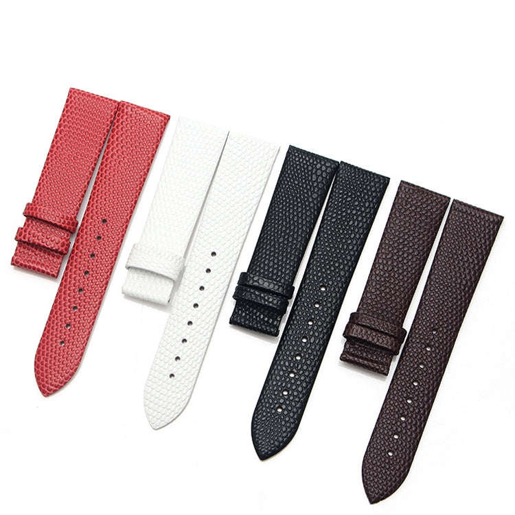 Chain Calfskin Lizard Pattern Watch Band, Size: Strap Width  18mm(Black Silver Pin Buckle)