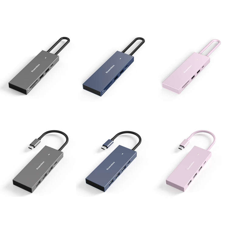 Blueendless 4K60Hz + Data Port Type-C Docking Station USB3.0 Splitter, Spec: 6-in-1 Pink