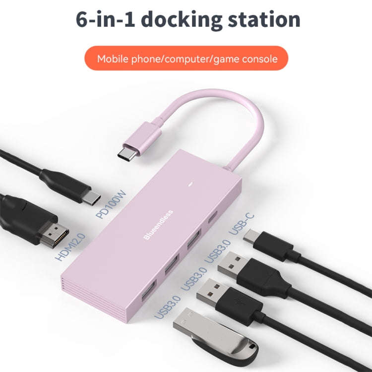 Blueendless 4K60Hz + Data Port Type-C Docking Station USB3.0 Splitter, Spec: 7-in-1 Card Reading ...