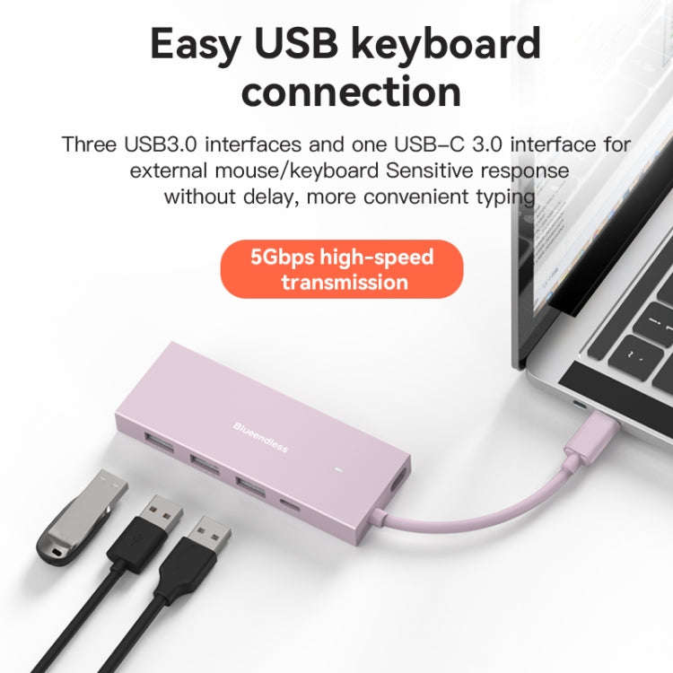 Blueendless 4K60Hz + Data Port Type-C Docking Station USB3.0 Splitter, Spec: 7-in-1 Card Reading ...