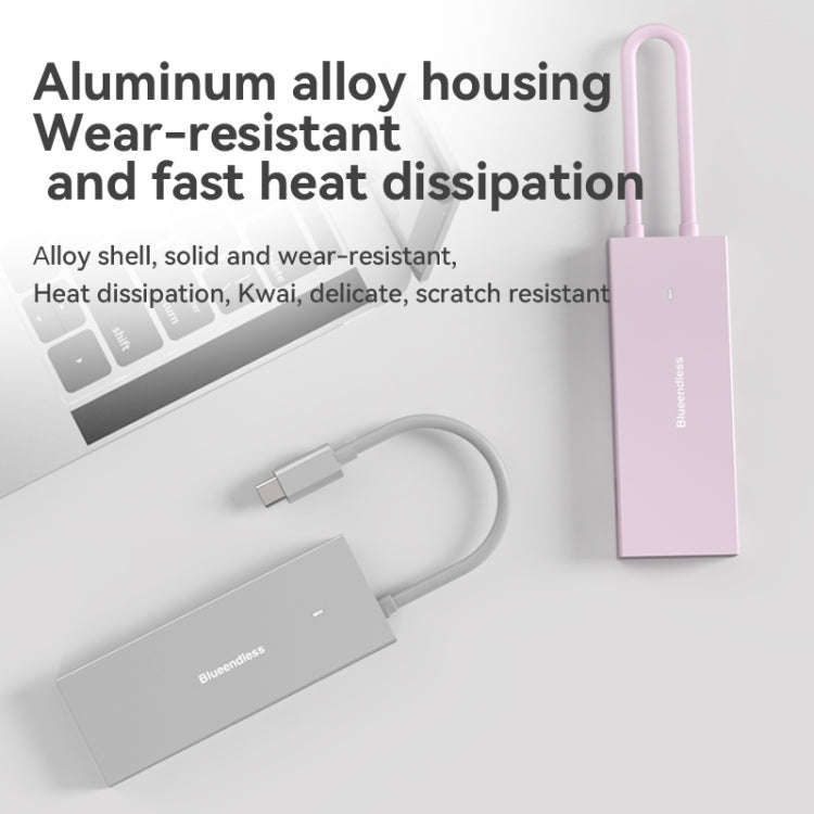 Blueendless 4K60Hz + Data Port Type-C Docking Station USB3.0 Splitter, Spec: 6-in-1 Pink