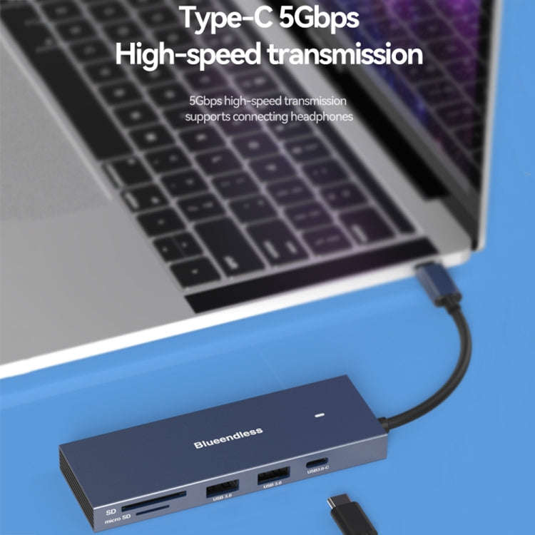 Blueendless 4K60Hz + Data Port Type-C Docking Station USB3.0 Splitter, Spec: 7-in-1 Card Reading ...