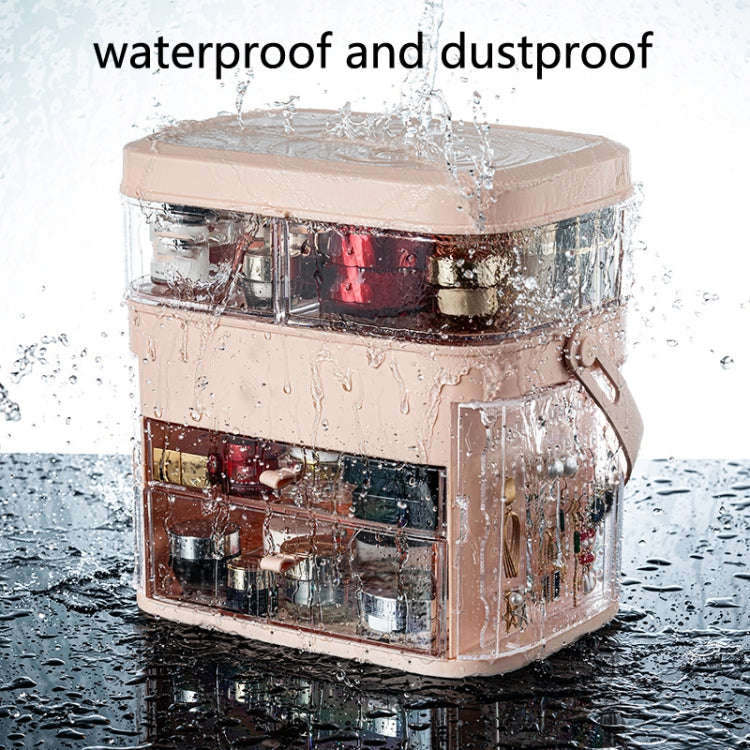 Cosmetic Storage Box Dustproof Skin Care Products Desktop LED With Mirror Shelf, Colour: Green La...
