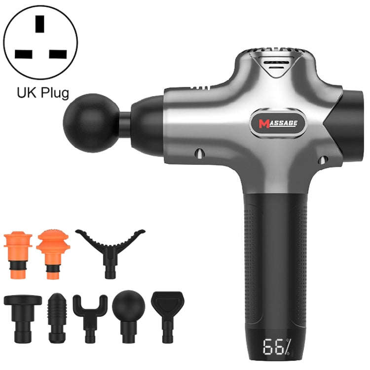 Y8-1 Fitness Massage Fascia Muscle Vibration Massager, Specification: Silver Gray(UK Plug)