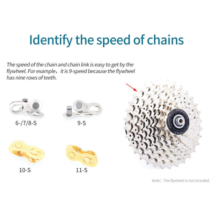 3 Pairs 9 Speed (Gold) ZH405 Mountain Road Bicycle Chain Magic Buckle Chain Quick Release Buckle