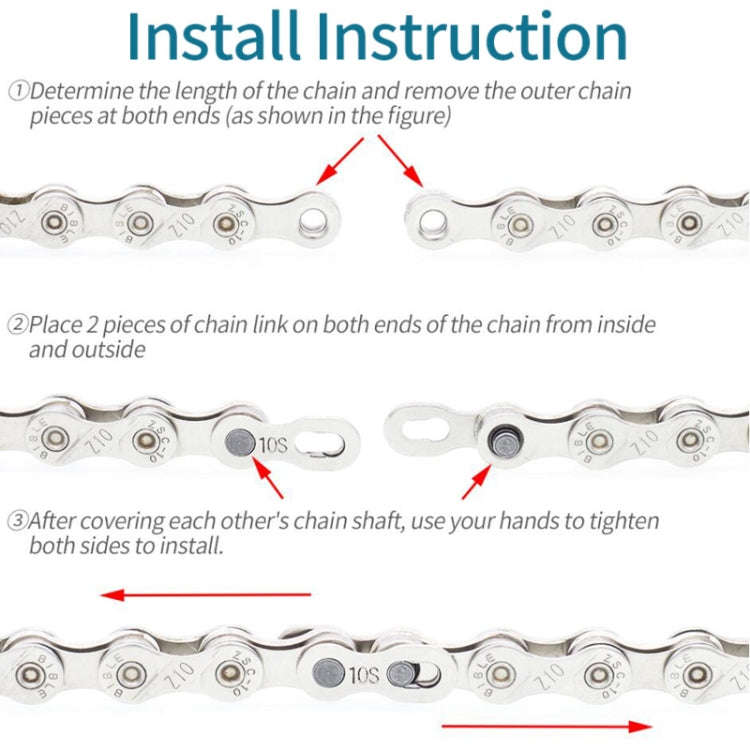 3 Pairs 9 Speed (Gold) ZH405 Mountain Road Bicycle Chain Magic Buckle Chain Quick Release Buckle