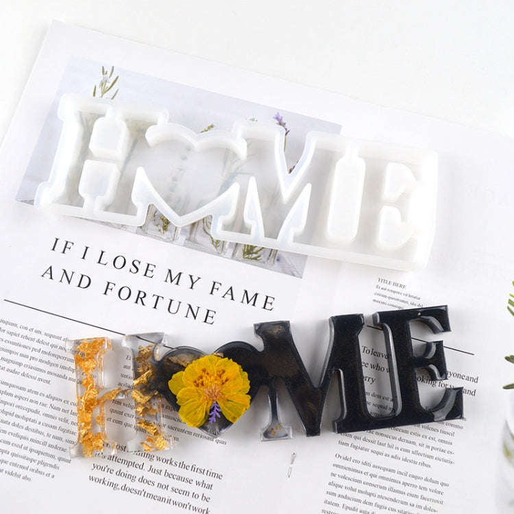 2 PCS DIY Crystal Epoxy Silicone Letter Mold(Positive Letter MD3314_HOME Mold)