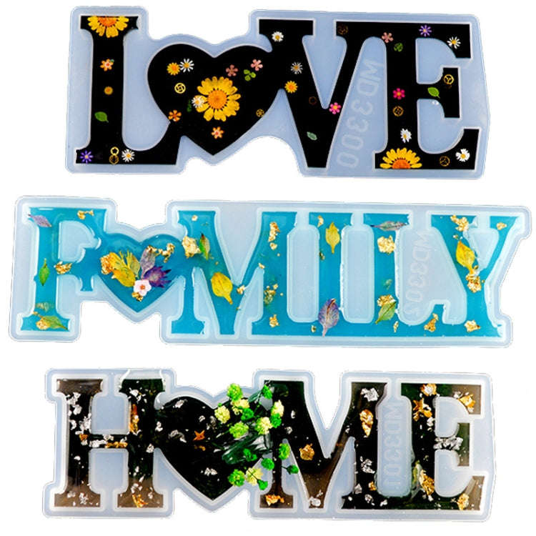 2 PCS DIY Crystal Epoxy Silicone Letter Mold(Anti-letter MD3301_HOME Mold)