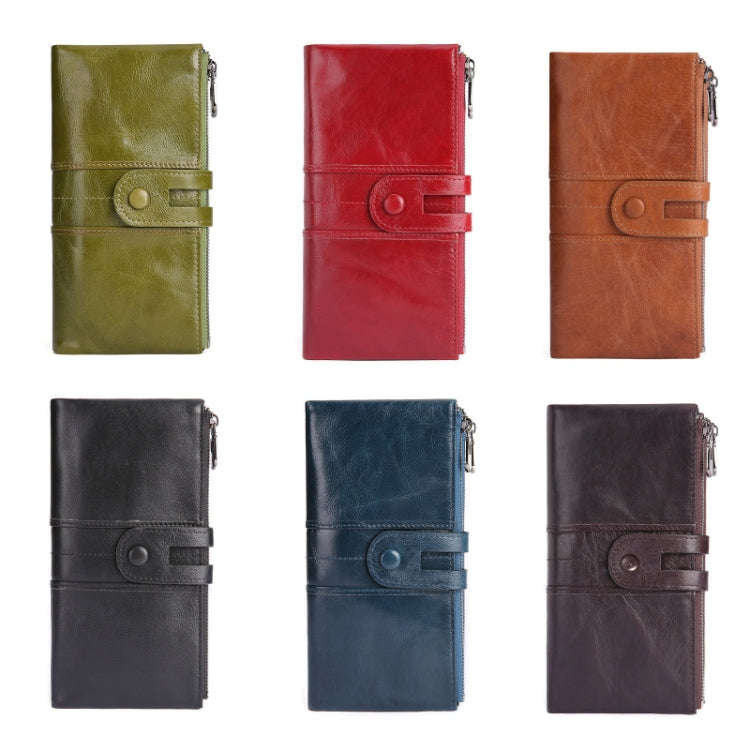 Retro Ladies RFID Wallet Leather Long Mobile Phone Bag(Blue)