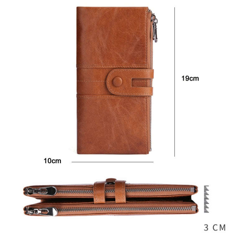 Retro Ladies RFID Wallet Leather Long Mobile Phone Bag(Black)