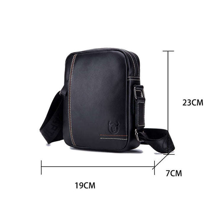 BULL CAPTAIN 228 Men Leather Shoulder Bag First-Layer Cowhide Casual Mini Diagonal Bag(Black)
