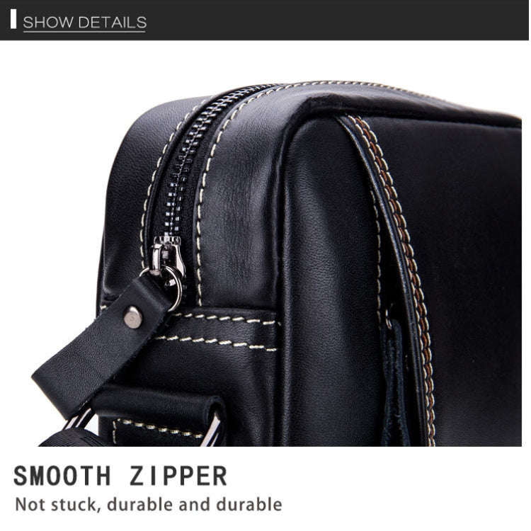 BULL CAPTAIN 228 Men Leather Shoulder Bag First-Layer Cowhide Casual Mini Diagonal Bag(Black)