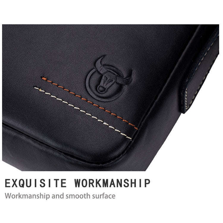 BULL CAPTAIN 228 Men Leather Shoulder Bag First-Layer Cowhide Casual Mini Diagonal Bag(Black)